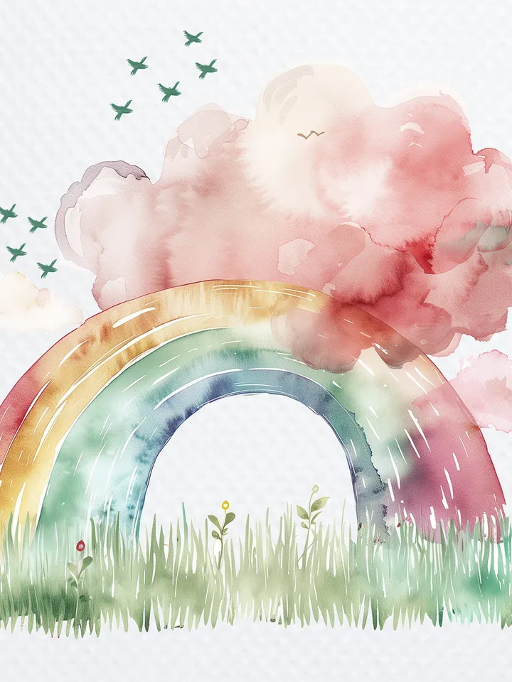 12 PNG Rainbows with Flowers Bundle, Nursery Watercolor Rainbow, Cute Rainbow clipart for sublimation, Digital download, Paper craft