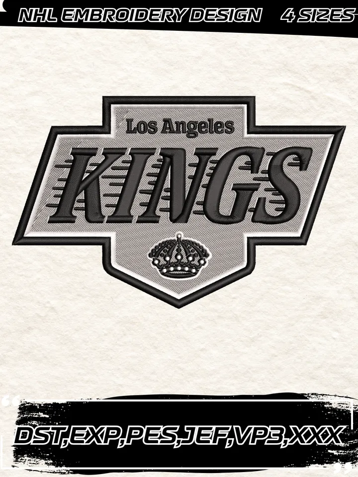 Los Angeles Kings Logo Embroidery Designs,NHL Logo Embroidery Files, Machine Embroidery Design File, 4 Sizes,Digital Download