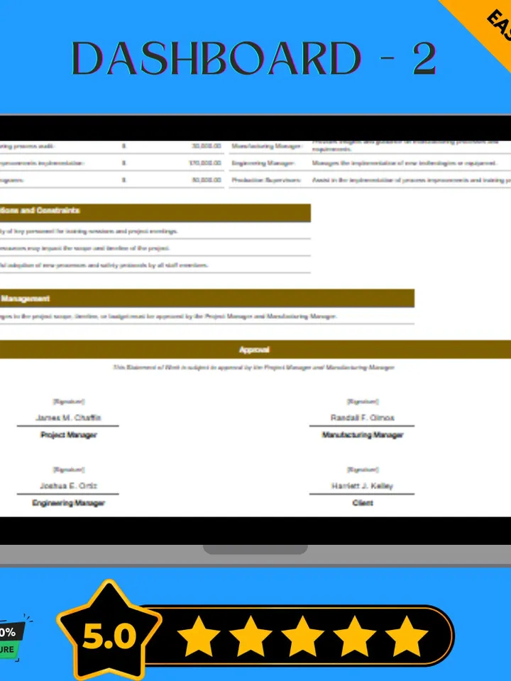 Manufacturing Statement of Work Template | SOW Agreement, Work Scope Document for Google Sheets Contractors