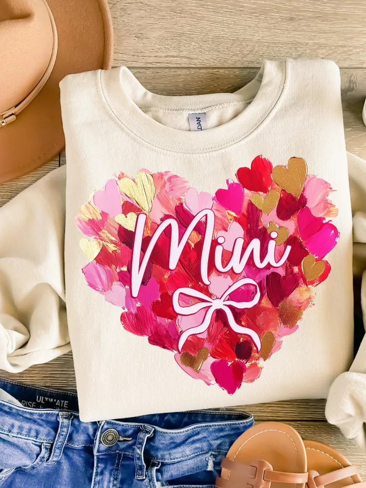 Valentine Day Heart Brushstroke png,Valentine Mama Mini coquette png, Valentines png, Pink Bow png, Pink Mama png, Match mama mini Mama png