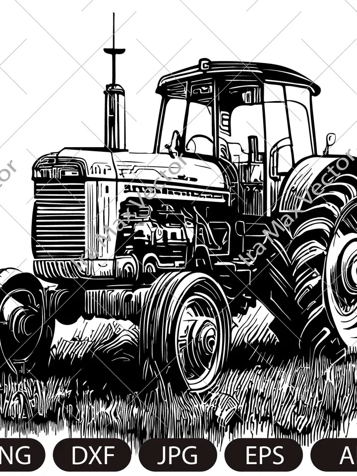 Retro Tractor Svg / Tractor Svg / Tractor Clipart / Tractor detailed/ Tractor Silhouette