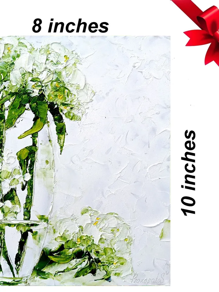 Hydrangea Painting Floral Original Art Impasto Oil Painting Blossoms Flower Flowers 10" by 8" by ArtProkopaloSv