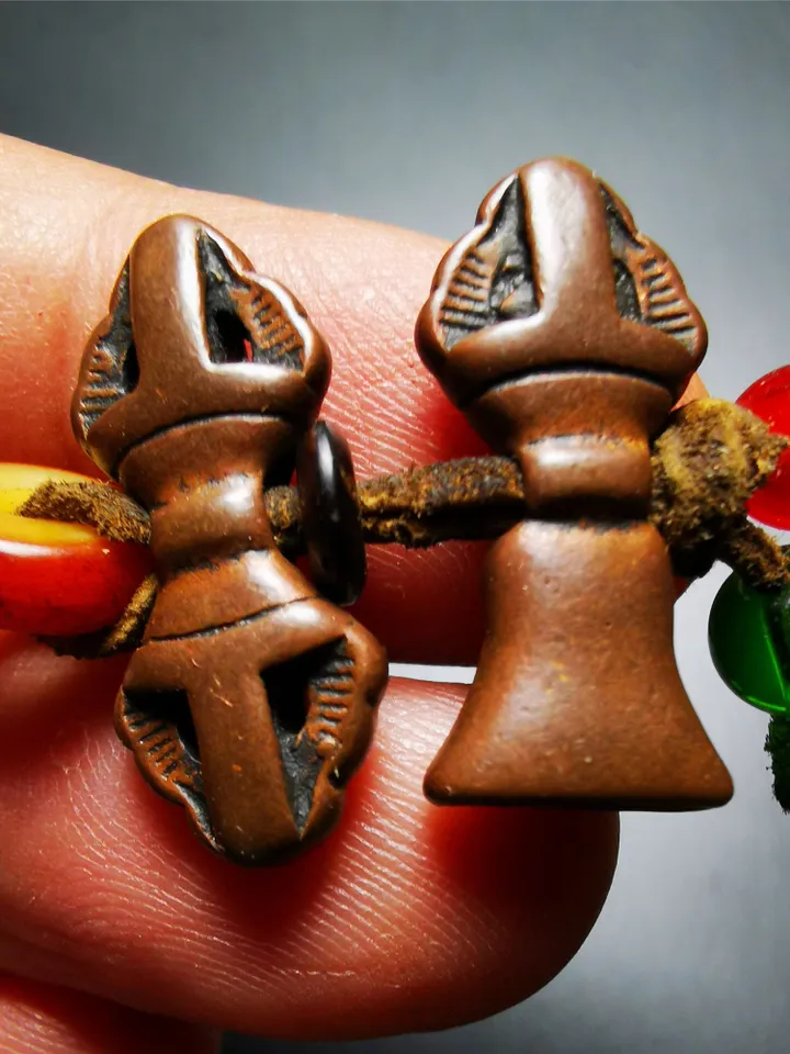 Gandhanra Antique Tibetan Amulet,Mini Vajra and Bell Bead Counters for Mala Bracelet,Prayer Bead,Made of Red Copper