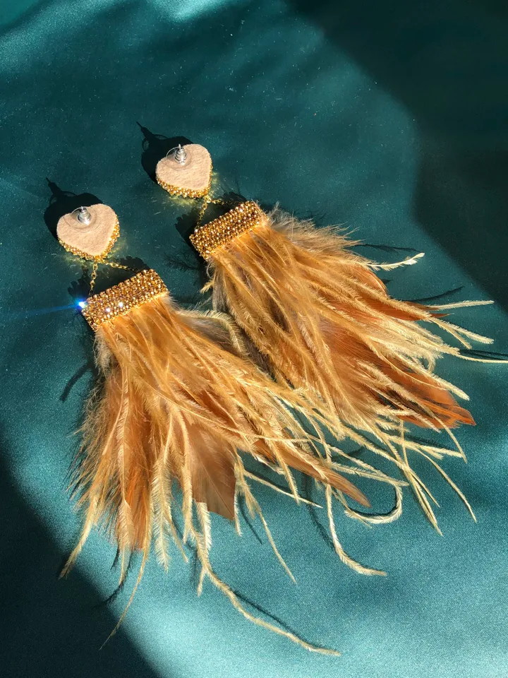 Feather and Crystal Earrings