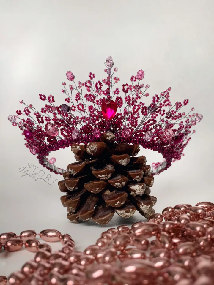 Dark pink crown, Pink tiara, Fuchsia crown, Raspberry tiara,Raspberry crown, Fuchsia tiara, Pink prom crown, Pink diadem