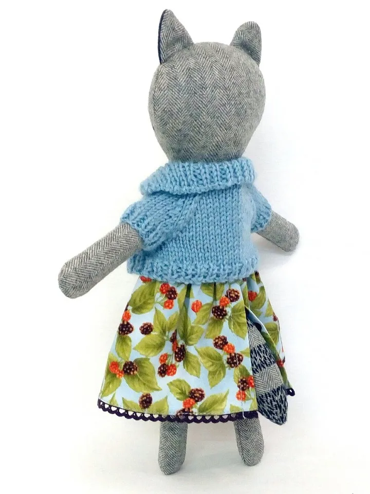Gray raccoon girl, stuffed animal toy, handmade soft raccoon doll