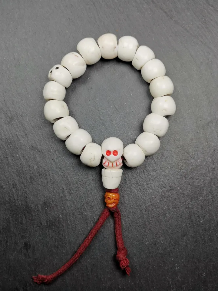 Gandhanra Vintage Tibetan Conch Shell Wrist Mala | 16mm Shankha Shell Prayer Beads Bracelet for Meditation and Spiritual Practice