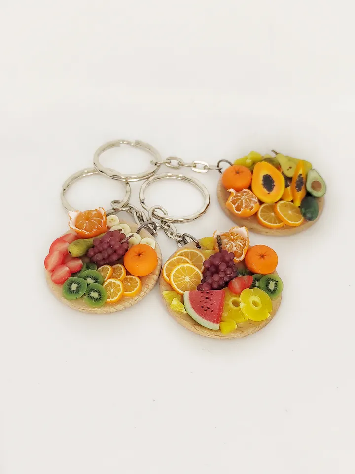 Keychain with decor, accessory with fruit decor, gift for him, gift for her, gift idea, exclusive keyrings with decor