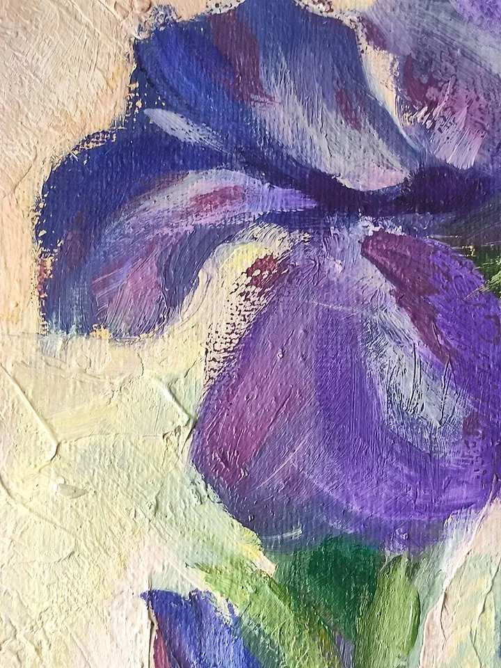 Iris Painting Floral Original Art Flower Iris Oil Artwork