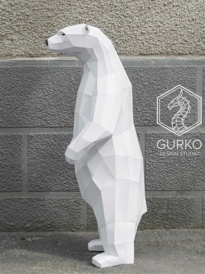 Polar Bear (2 metres) & Baby Bear Papercraft, Digital Template, PDF Download, Gurko, LowPoly, Pepakura, DIY Sculpture, Paper Party Decor
