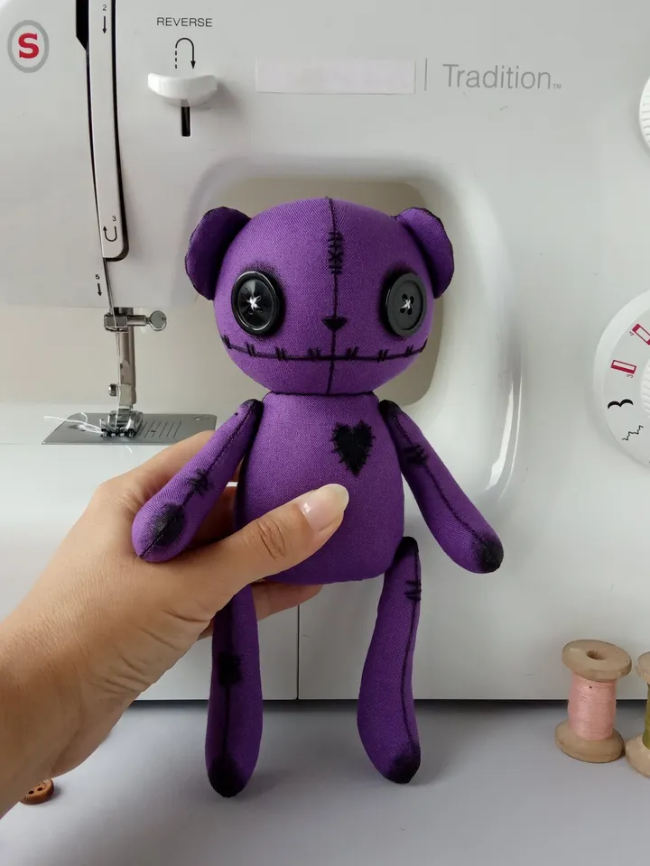 Handmade Bear Doll – Dark Purple