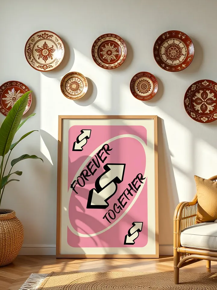Forever Together play Reverse Card Wall Art Funny Meme Poster Digital Download Pink Black Typography Pop Culture Print Game Room Meme Decor