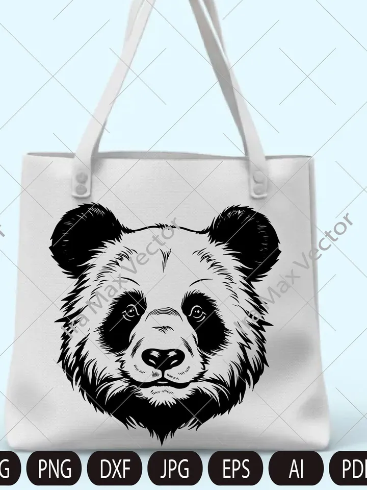 Panda Svg, Panda Clipart, Panda Png, Panda Head, Panda face svg, Panda Silhouette, Animals Silhouette