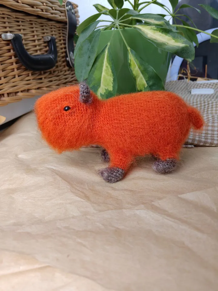 Capybara soft toy orange cute. Holiday gift. Stuffed capybara plush toy