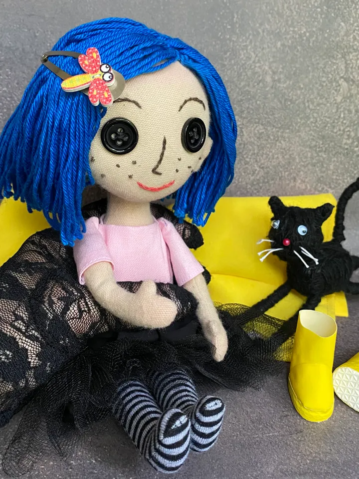 Coraline doll . Cloth doll . Beautiful doll . Handmade doll . Rag doll . Teenage girl gifts . Halloween doll . Coraline