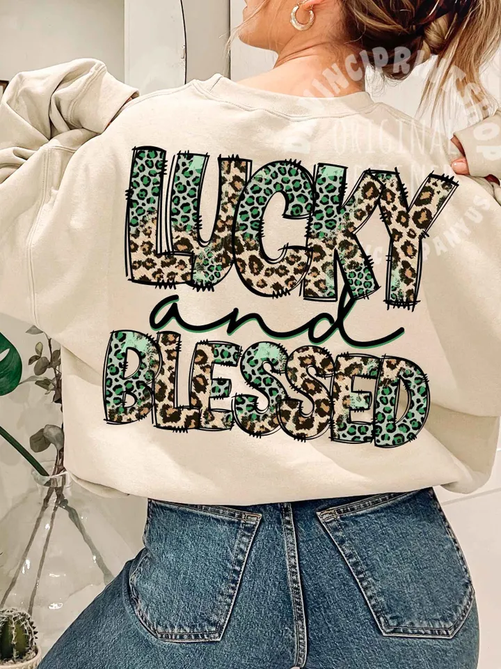 St. Patrick's Day Png, Lucky Png, Blessed png, Retro St. Patty's Day Png, Green Leopard, Retro Png, Sublimation Design, Digital Download