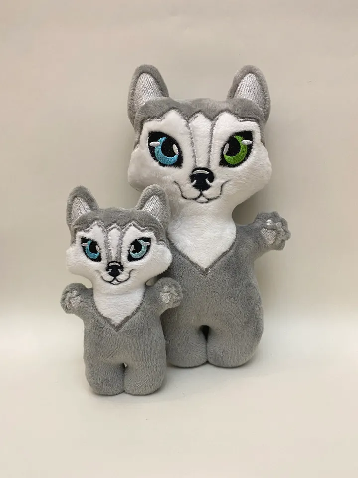 ITH Dog Hasky toy soft stuffed in the Hoop Digital Design for Machine Embroidery