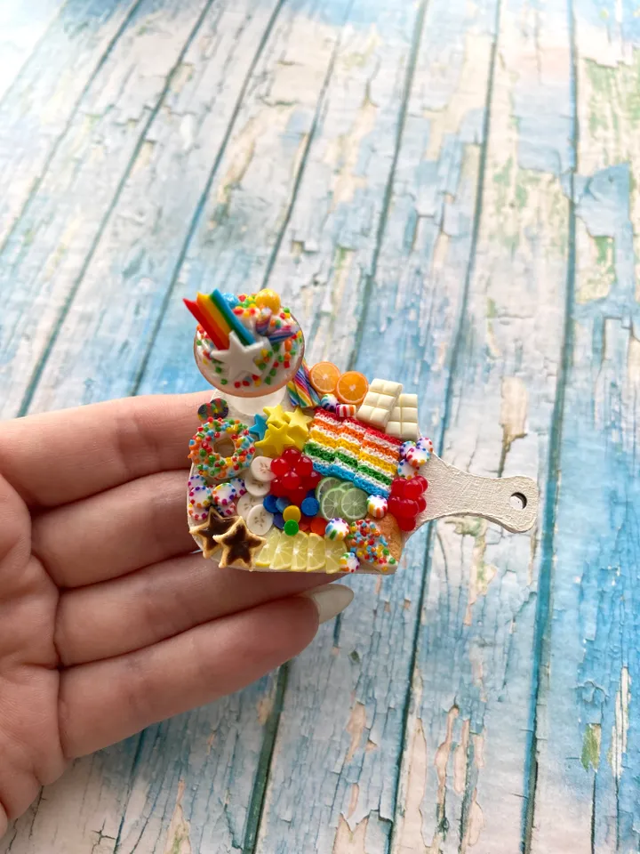 Magnet Miniature Rainbow Charcuterie Board with Polymer clay Souvenir