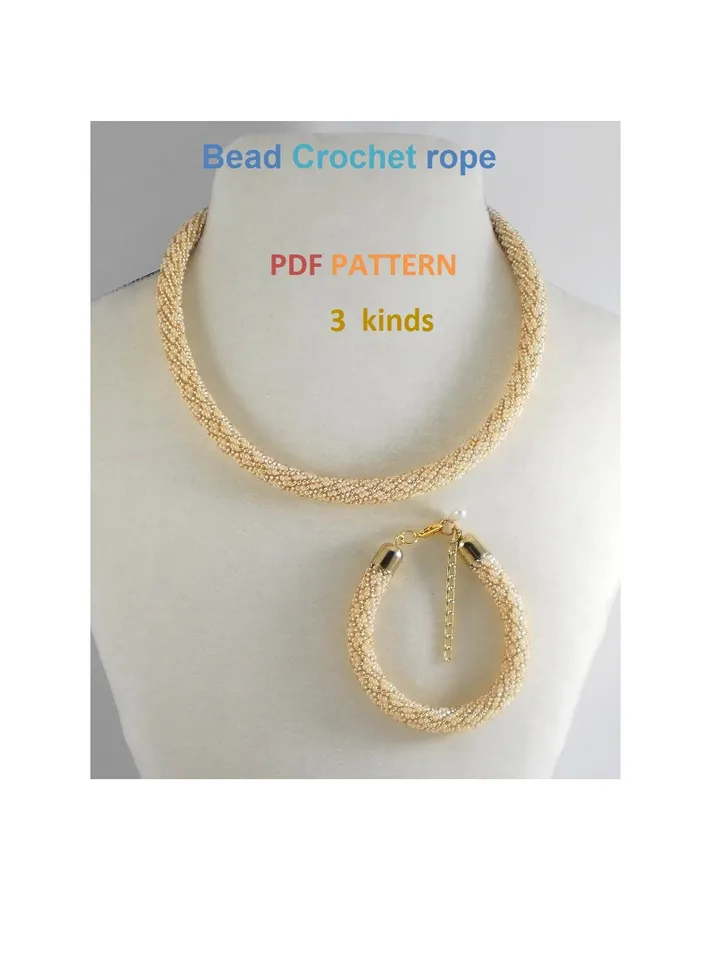 Bead Crochet Rope Necklace Bracelet pattern, pattern seed beads, DIY, bead jewelery, Instant Download, PDF patterns
