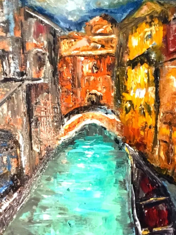 Venice painting,Italy painting,original oil painting on canvas board,Venice canals,gondola wall art.