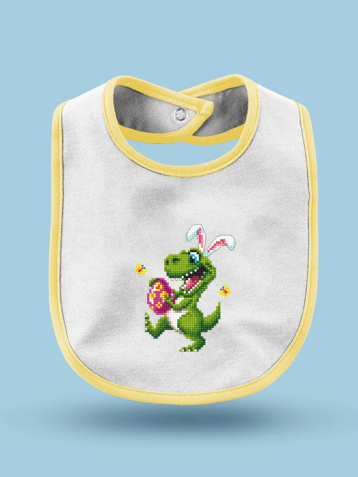 Easter dinosaur cross stitch pattern PDF download, Set of 2 small dino cross stitch chart, Easter pattern digital PDF, T rex Bunny ears #T27