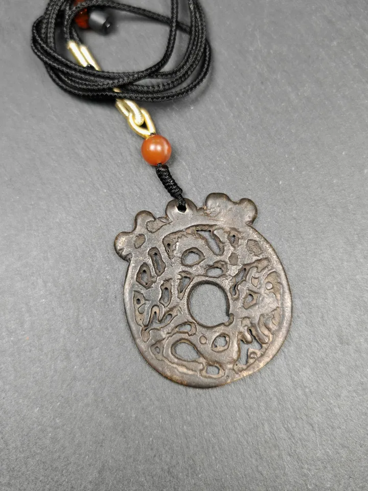 Vintage Dragon Prayer Wheel,Dharma Chakra Pendant,Gandhanra Tibetan Buddhist Amulet,Protective Charm,Made of Thokcha,43mm