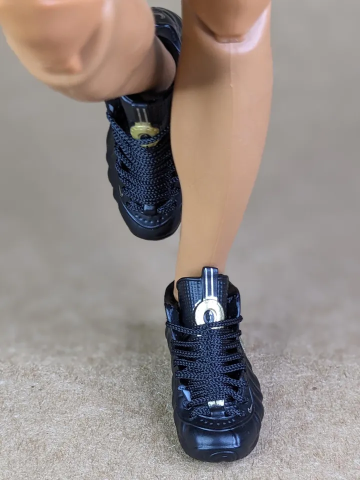 Premium black & gold sneakers for 12 inch male dolls