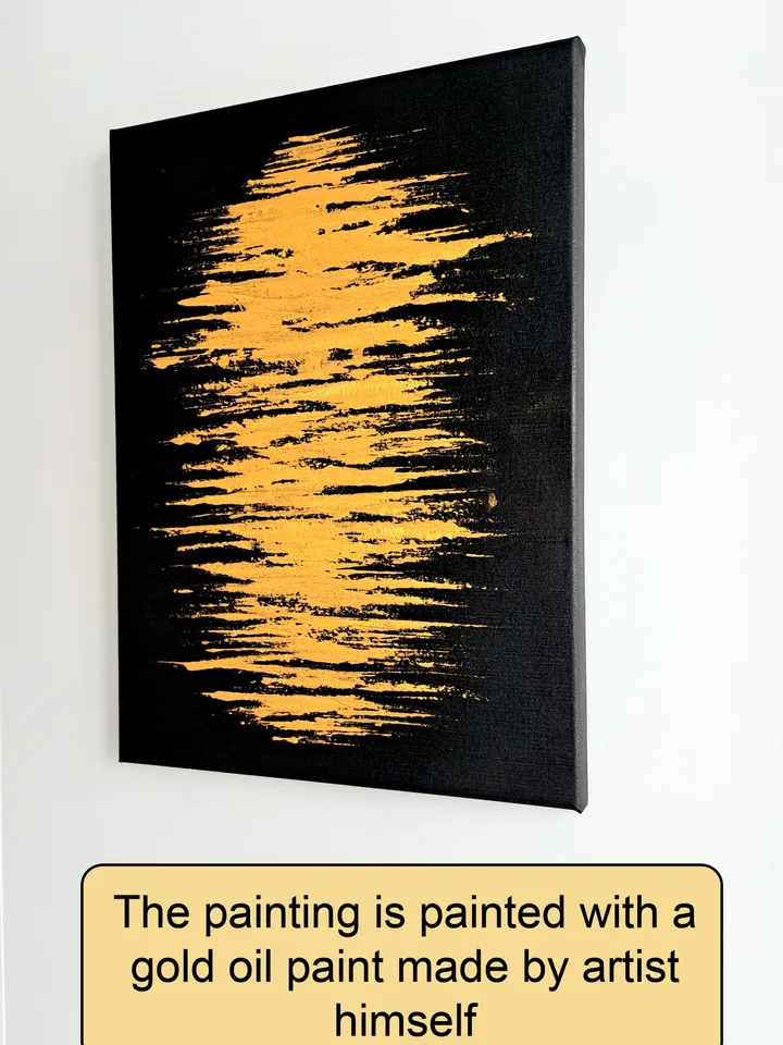 "El Dorado" interior painting black with gold on canvas abstract art modern art