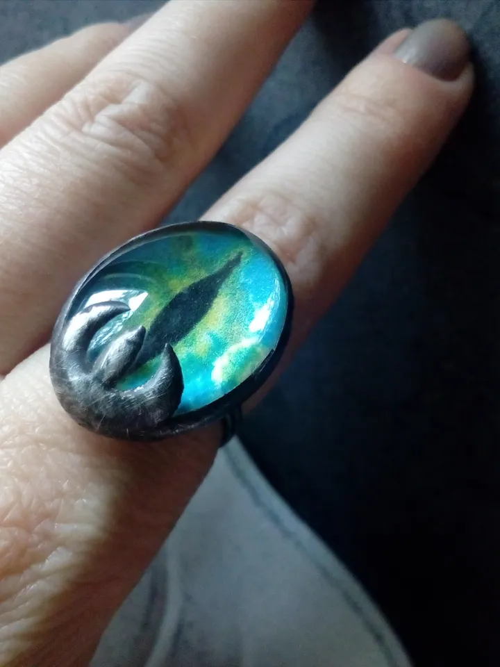Chunky evil eye, green stained glass ring, Third eye witch ring, Halloween ring, Cat eye ring, Dragon eye ring