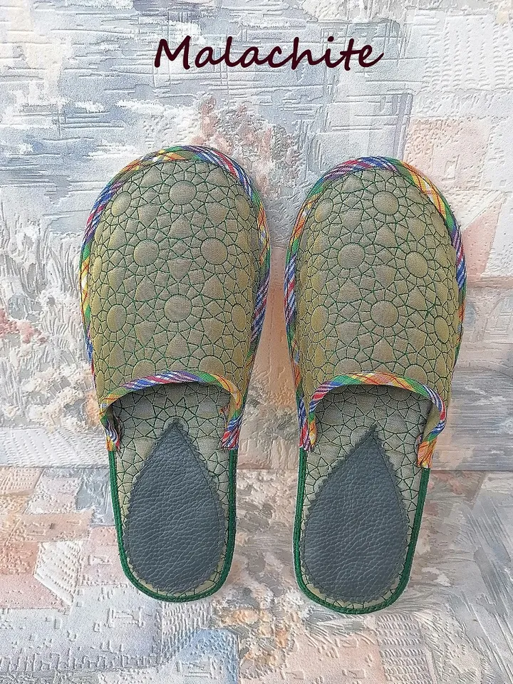Malachite Slippers Size 8 - 9  Embroidery Design