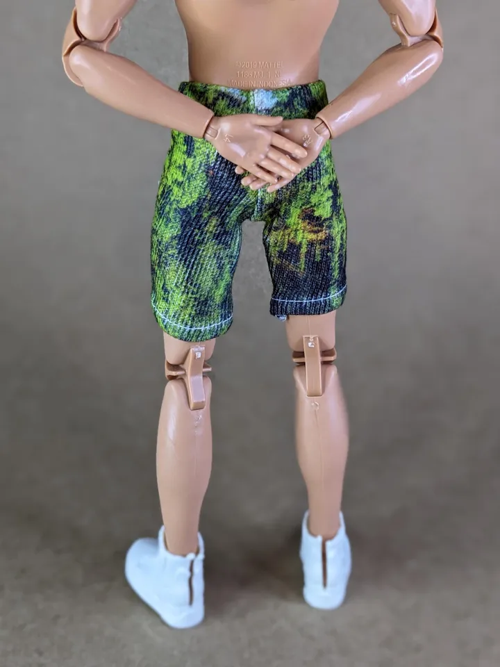 Natural printed elastic shorts for for 12 inch fashion male dolls