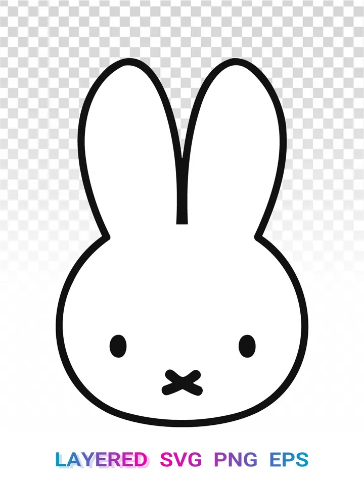 Miffy Bunny SVG PNG, Dutch Rabbit Character Layered Clipart