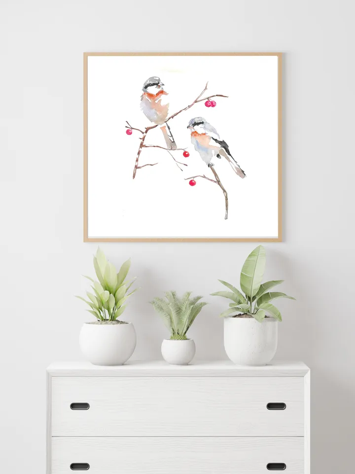 Bullfinch Watercolor Bird Wall Art For Bird Lover Red Bird Painting Christmas Decor Colorful Wall Art Christmas Graphics Bird Lover Gift