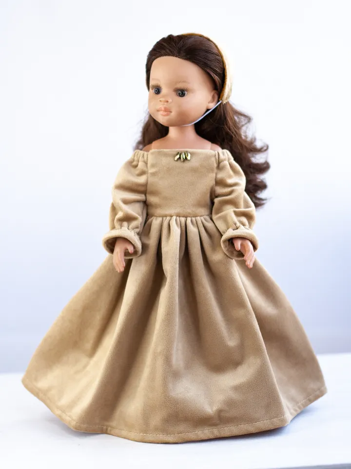Paola Reina doll clothes, Little Darling by Dianna Effner dress, 13 inch dolls waist 13 - 14,5 cm, long doll dress