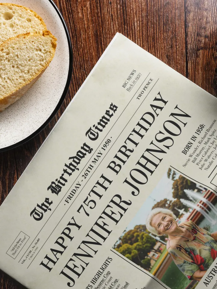 75th birthday gift for women or men, 75th birthday newspaper poster, 75th birthday decorations for women, 1950 birthday, gift for dad or mom