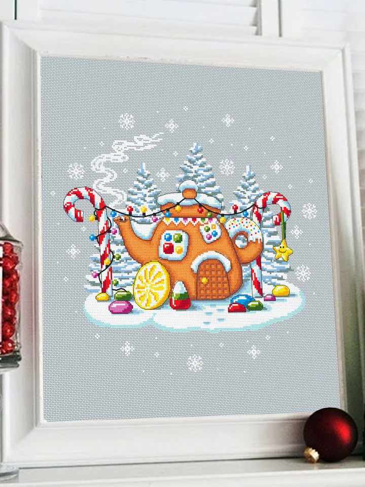 Christmas Gingerbread house cross stitch pattern download PDF Fairy house cross stitch, Winter magic cross stitch Sweet Christmas candy #N84