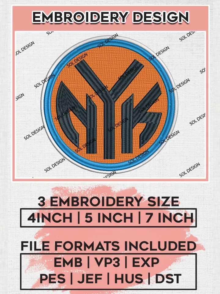 New York Knicks Logo Embroidery Designs, New York Knicks Team Logo Embroidery, Basketball Team Logo Embroidery Files, NBA Team, 3 sizes, Machine embroidery Files, Digital Download