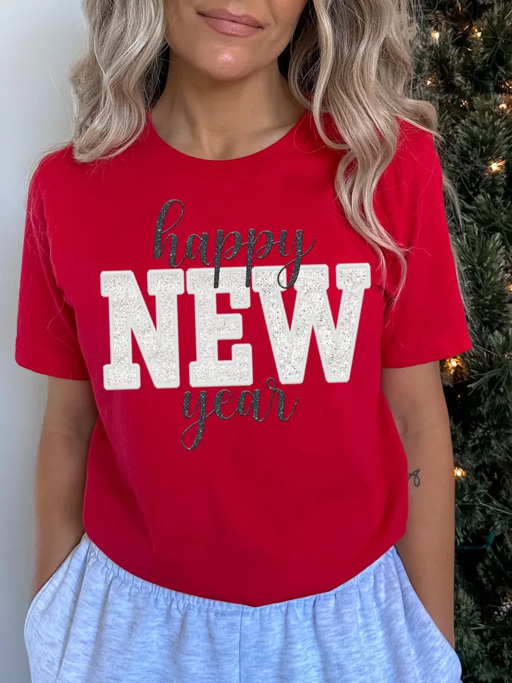 Happy New Year PNG | Holidays, New Year, Sequins, Glitter | Instant Sublimation Download | Digital Shirt Design