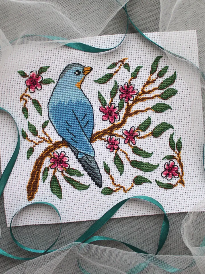 Cross stitch pattern Bird on a branch, cross stitch pattern PDF