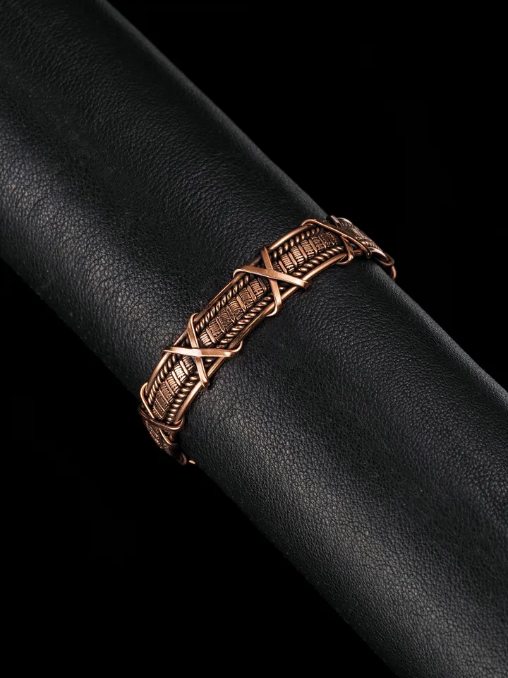 Copper wire wrapped bracelet for woman 7th Anniversary gift Small size bracelet