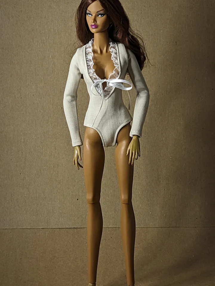 Handmade beige bodysuit for 16-inch Fashion Royalty dolls (FR16)