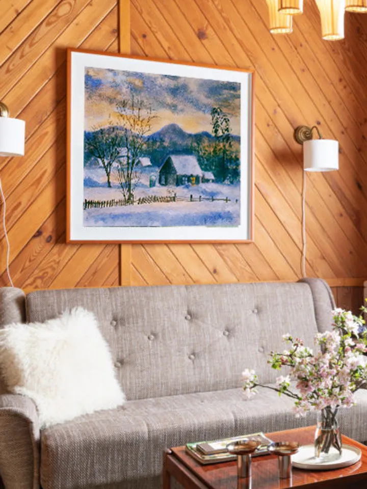 Winter landscape in the village