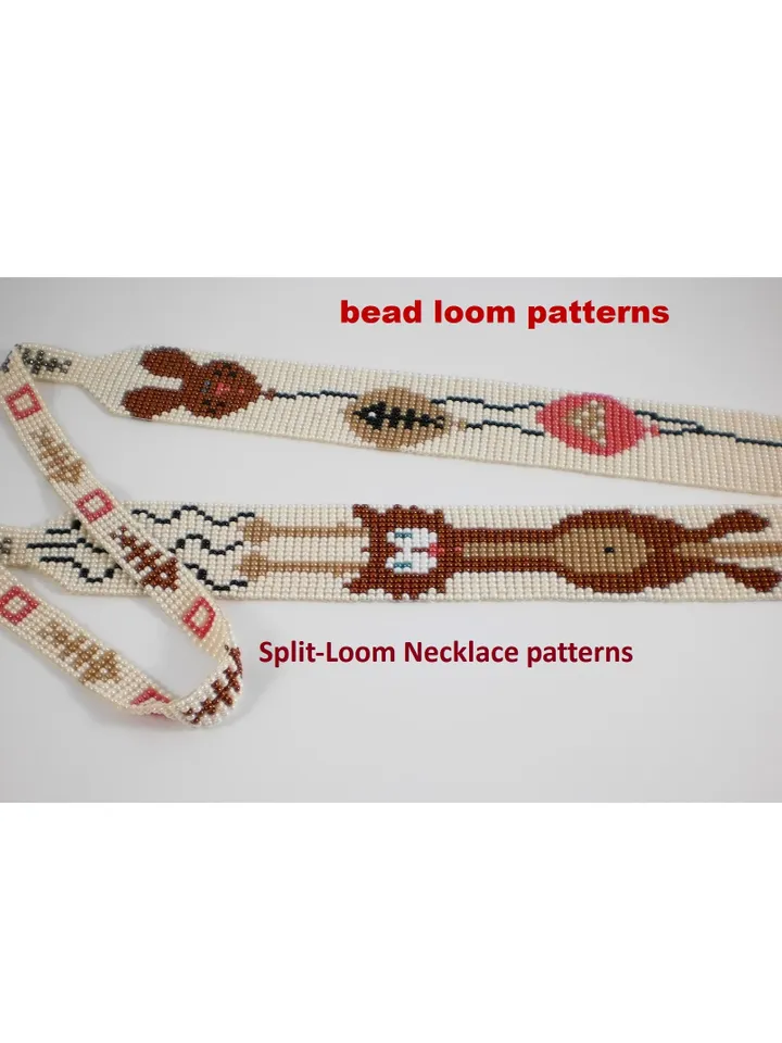 Bead loom patterns, schemes for a Gerdan-Split-Loom Necklace, Beading Loom only Pattern, Instant Download, PDF