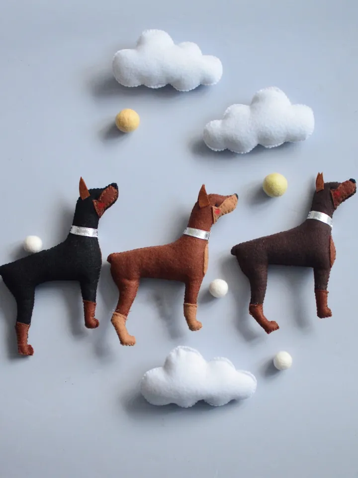 Baby mobile with puppies Doberman for Nursery decor, Dog crib mobile , Custom mobile
