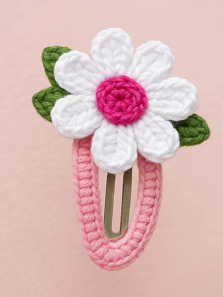 Floral Crochet Hair Snap Clips for Girls - Baby Hair Barrettes Pattern