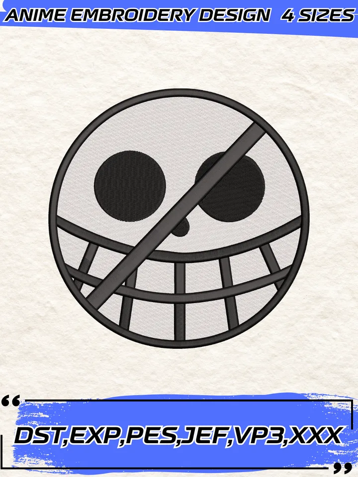 Donquixote Doflamingo Jolly Roger Embroidery Design,One Piece Anime Embroidery Design,4 Sizes,Instant Download