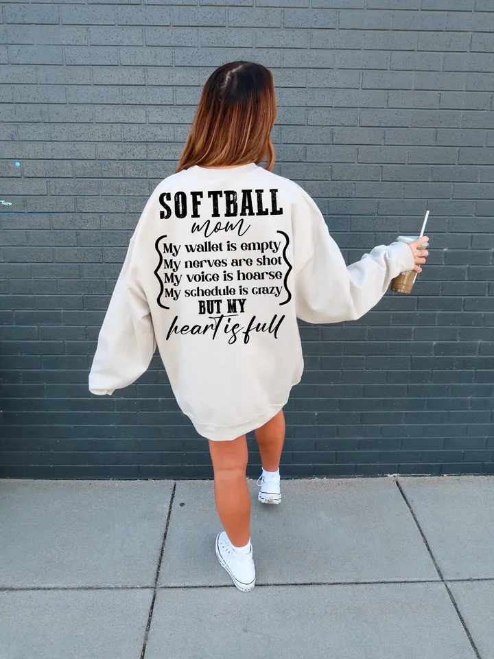 Softball Mom Wallet is Empty Heart is Full Shirt, Softball mom svg, Softball mother svg, PNG Digital Download
