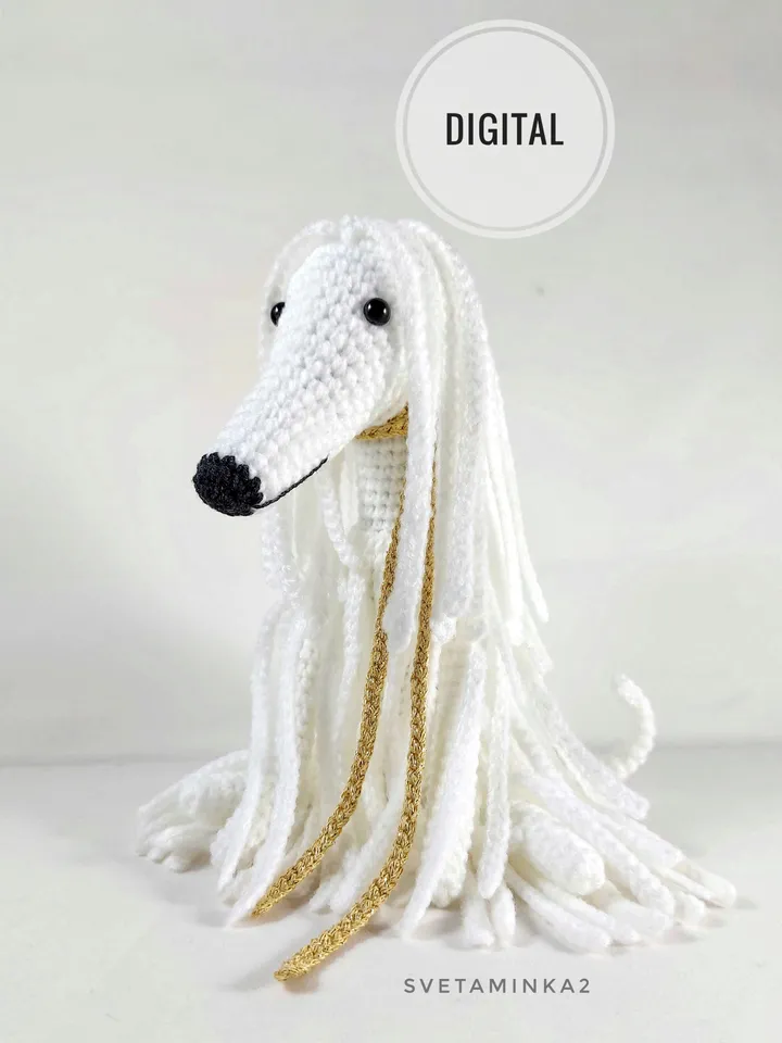 Afghan Hound Crochet Pattern Amigurumi Dog. Digital Download. PDF.