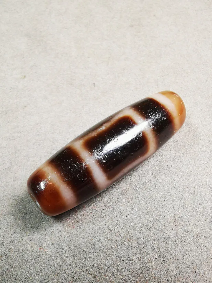 Gandhanra Tibetan Heaven & Earth Dzi Bead,Tibetan Chung,Protective Amulet,Small Size 38*12 mm