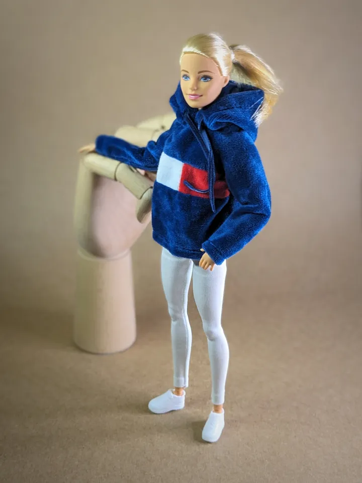 Navy blue velvet hoody for 1/6 scale fashion female dolls